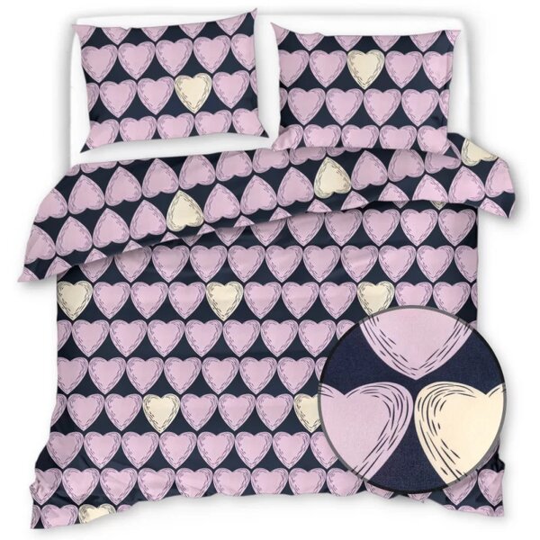 Obliečky z mikrovlákna VIOLET HEARTS svetlo fialové Rozmer obliečky: 2 ks 70 x 80 cm | 160 x 200 cm