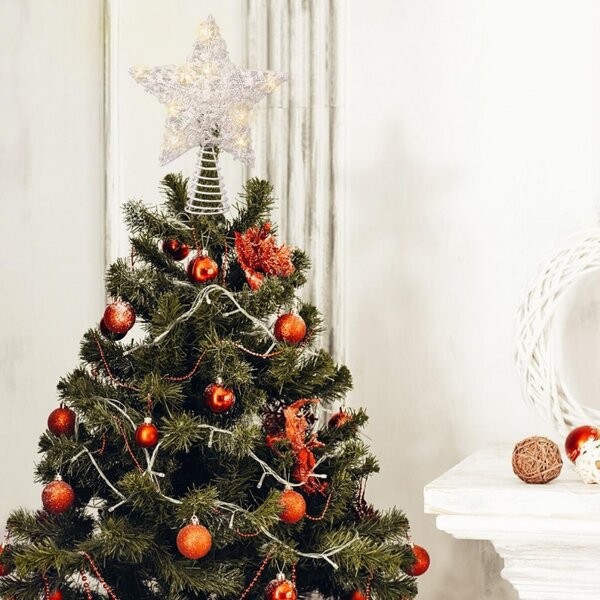 LED svetelná hviezda na vianočný stromček WHITE STAR 25 cm, biela