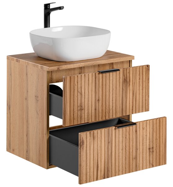 Kúpeľňová skrinka s umývadlom a doskou ADEL Oak DU60/1 | 60 cm