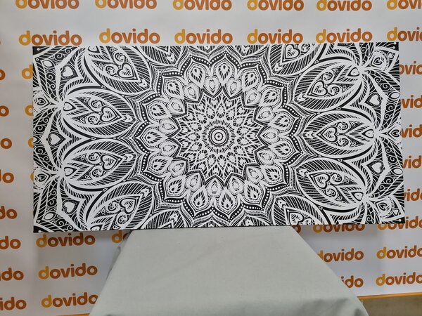 Obraz Mandala harmónie v čiernobielom prevedení