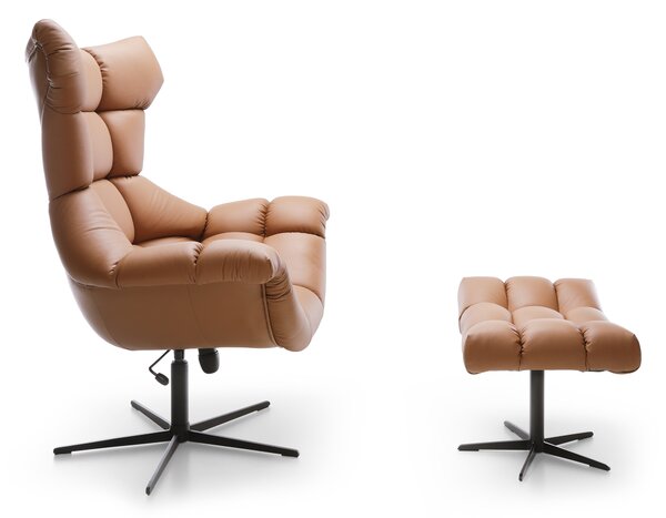 Kožené kreslo + taburet CORAL