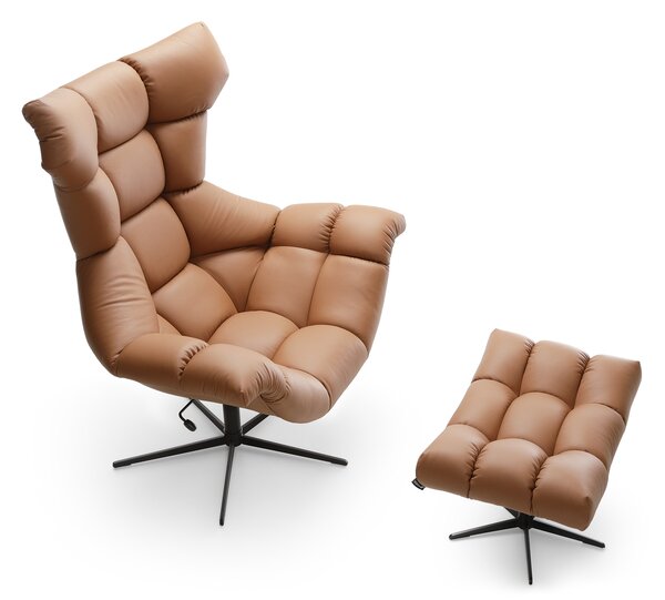 Kožené kreslo + taburet CORAL