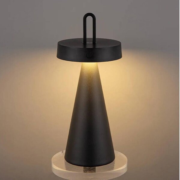 LED stmievateľná vonkajšia nabíjateľná dotyková stolová lampa HALO LED/1,5W/3,7V 3000 mAh IP44 čierna