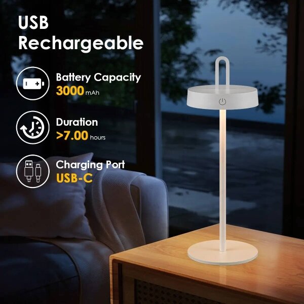 LED stmievateľná vonkajšia dobíjateľná dotyková stolná lampa SHINE LED/1,5W/3,7V 3000 mAh IP44 biela