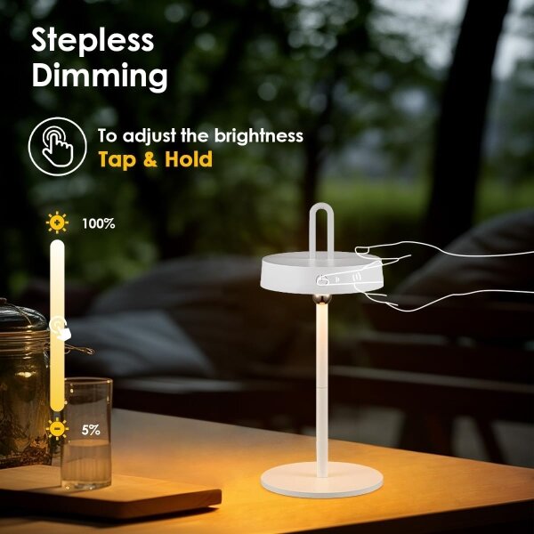 LED stmievateľná vonkajšia nabíjateľná dotyková stolná lampa GENTLE LED/1,5W/3,7V 3000 mAh IP44 biela