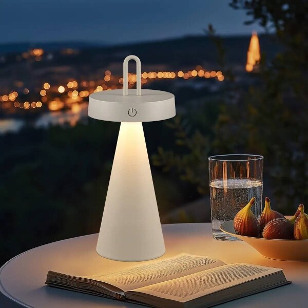 Stmievateľná vonkajšia nabíjateľná dotyková stolová LED lampa HALO LED/1,5W/3,7V 3000 mAh IP44 šedá