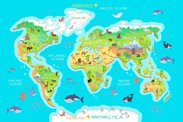Obraz na korku zemepisná mapa sveta pre deti