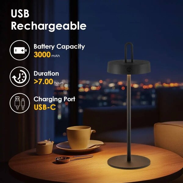 LED stmievateľná vonkajšia nabíjateľná dotyková stolná lampa SHINE LED/1,5W/3,7V 3000 mAh IP44 čierna