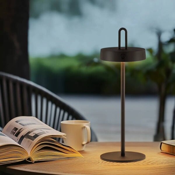 LED stmievateľná vonkajšia nabíjateľná dotyková stolná lampa SHINE LED/1,5W/3,7V 3000 mAh IP44 čierna