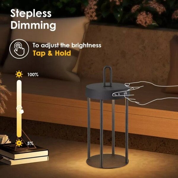 LED stmievateľná vonkajšia dobíjateľná dotyková stolná lampa GENTLE LED/1,5W/3,7V 3000 mAh IP44 čierna