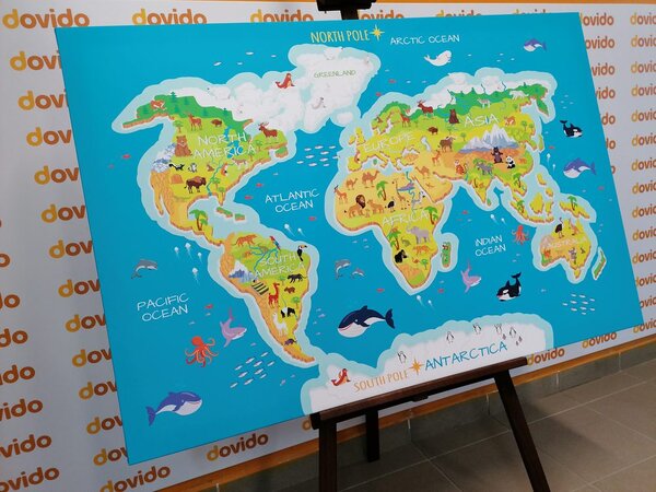 Obraz na korku zemepisná mapa sveta pre deti