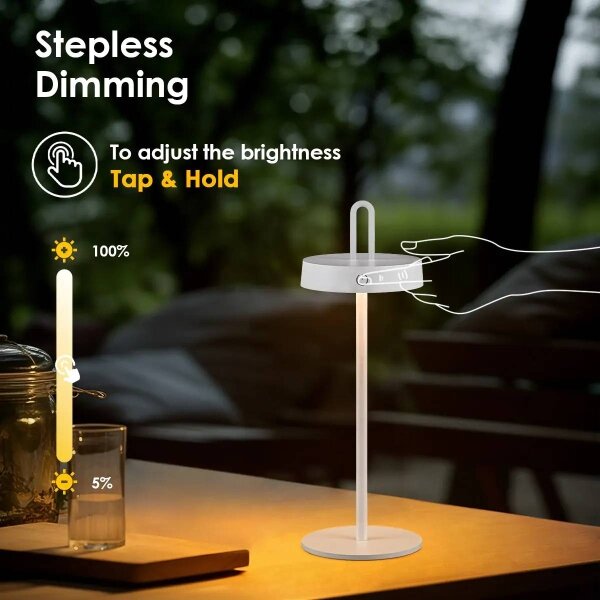 LED stmievateľná vonkajšia dobíjateľná dotyková stolná lampa SHINE LED/1,5W/3,7V 3000 mAh IP44 biela