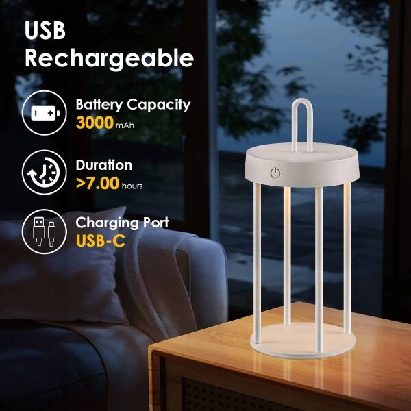 LED Stmievateľná vonkajšia nabíjateľná dotyková stolová lampa GENTLE LED/1,5W/3,7V 3000 mAh IP44 biela
