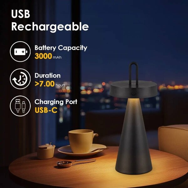 LED stmievateľná vonkajšia nabíjateľná dotyková stolová lampa HALO LED/1,5W/3,7V 3000 mAh IP44 čierna