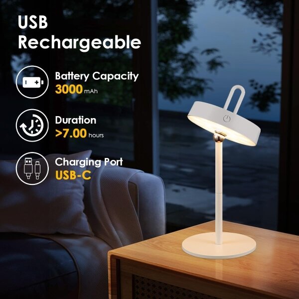 LED stmievateľná vonkajšia nabíjateľná dotyková stolná lampa GENTLE LED/1,5W/3,7V 3000 mAh IP44 biela