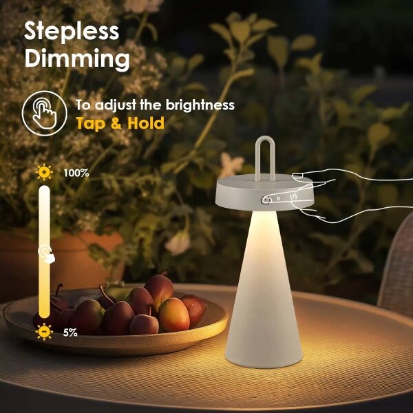 Stmievateľná vonkajšia nabíjateľná dotyková stolová LED lampa HALO LED/1,5W/3,7V 3000 mAh IP44 šedá