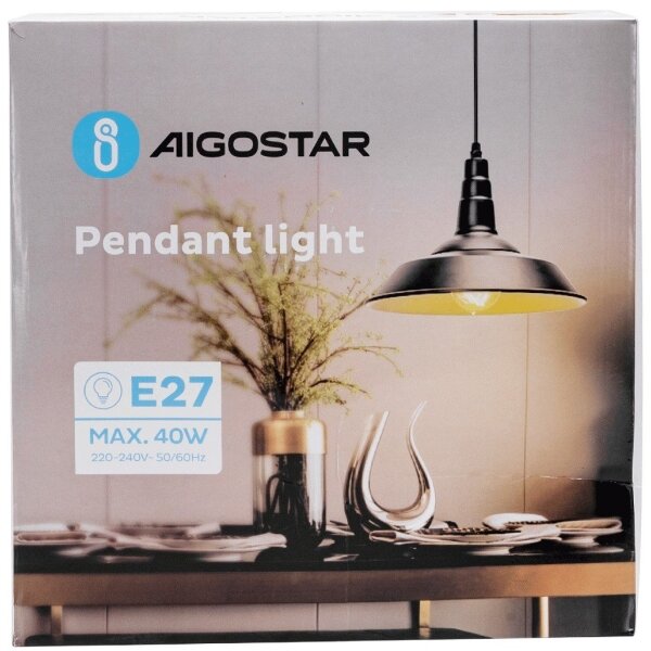 Aigostar - LED luster na lanku 1xE27/60W/230V pr. 36 cm čierna