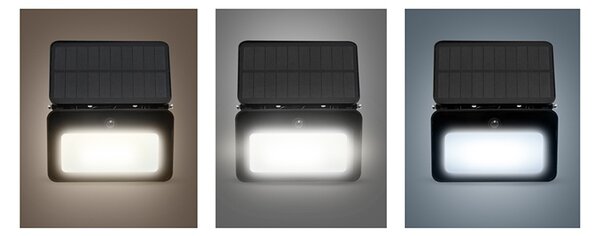 SOLIGHT LED solárne osvetlenie so senzorom 6W, 660lm, CCT, Li-Ion, čierna