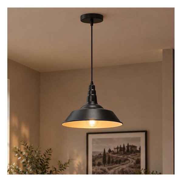 Aigostar - LED luster na lanku 1xE27/60W/230V pr. 36 cm čierna