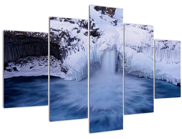 Obraz vodopádu v zime (150x105 cm)