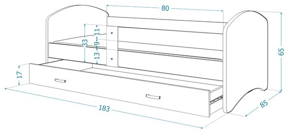 Detská posteľ s úložným priestorom Labková patrola Rozmer: 160x80