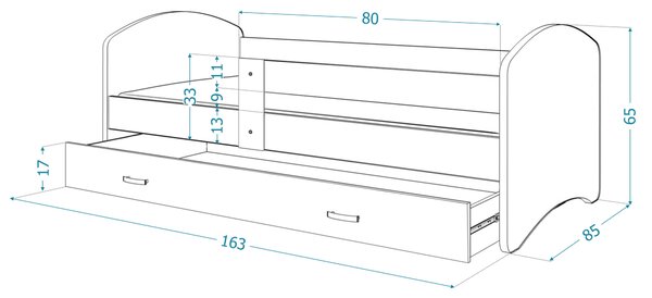 Detská posteľ s úložným priestorom Labková patrola Rozmer: 160x80