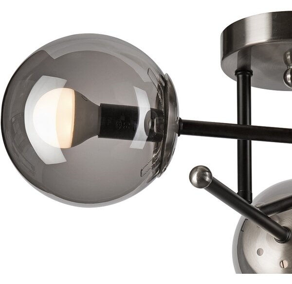 Prisadený luster MALENA 3xE14/5W/230V čierna/dymová