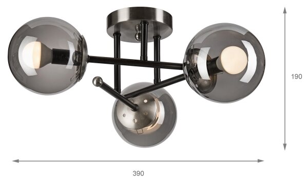 Prisadený luster MALENA 3xE14/5W/230V čierna/dymová