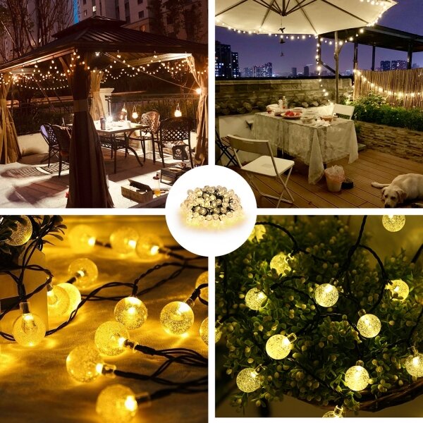 Brilagi - LED solárny svetelný reťazec BUBBLE 100xLED/8 funkcií 10 m IP65 teplá biela