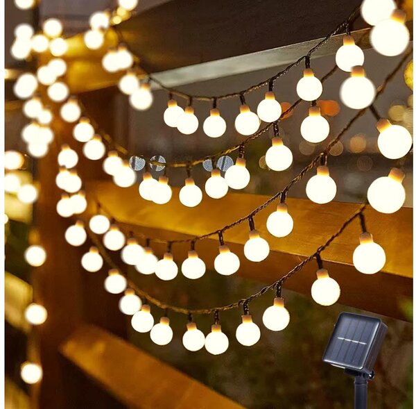 Brilagi - Solárny LED dekoratívny svetelný reťazec BUBBLE 50xLED/8 funkcií, 7 m, IP65, teplá biela