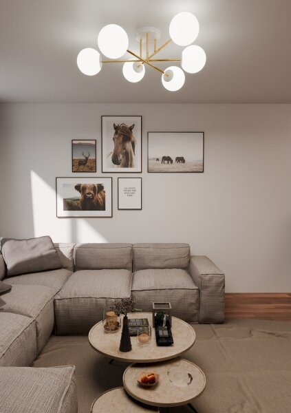 Luster na tyči MAGNUM 6xE14/10W/230V biela/zlatá