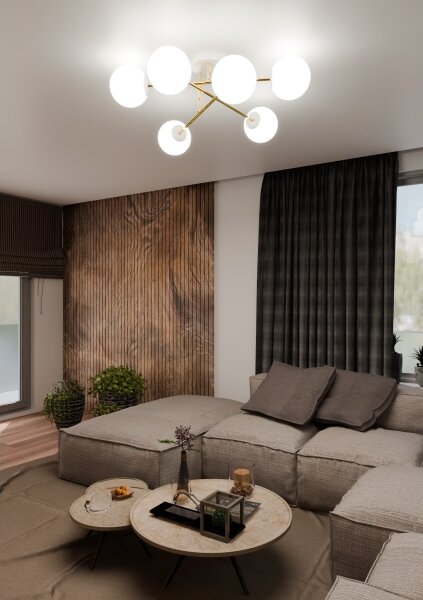 Luster na tyči MAGNUM 6xE14/10W/230V biela/zlatá