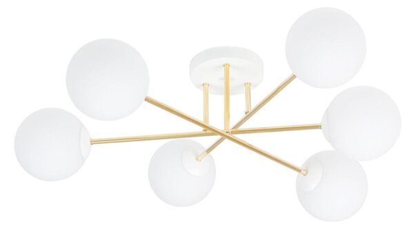 Luster na tyči MAGNUM 6xE14/10W/230V biela/zlatá