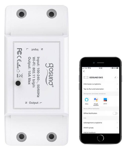 Gosund inteligentný vypínač WiFi SW3, Tuya