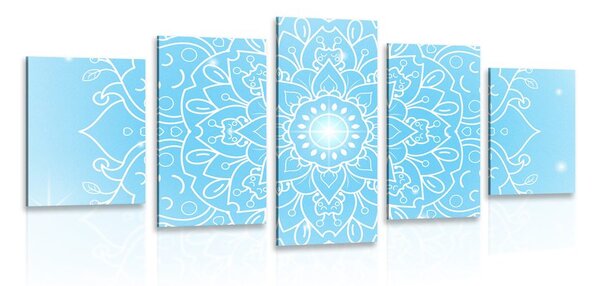 5-dielny obraz modrý kvet Mandaly