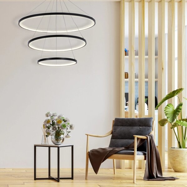 LED Luster na lanku LEA LED/60W/230V 4000K pr. 80 cm čierna