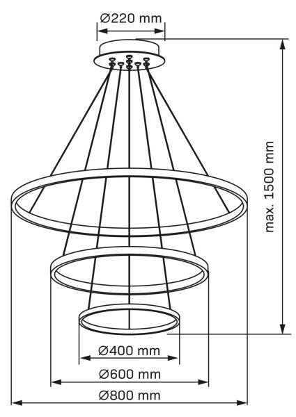 LED Luster na lanku LEA LED/60W/230V 4000K pr. 80 cm zlatá