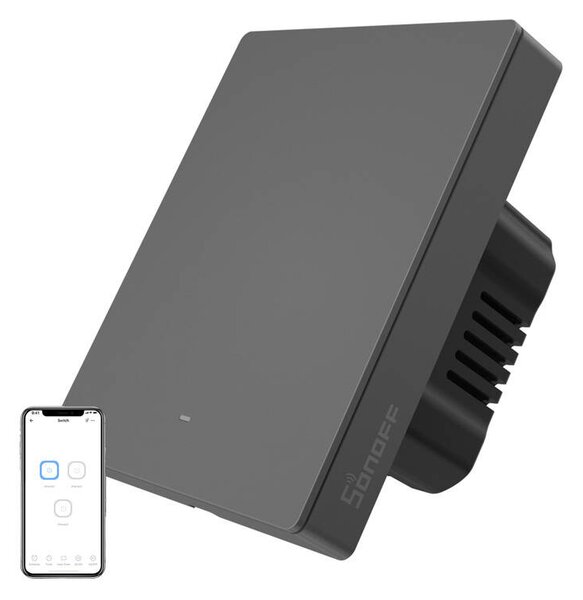 Inteligentný nástenný vypínač SONOFF M5-1C-80 s podporou Wi-Fi (1-kanálový, do rámu, grafitový)