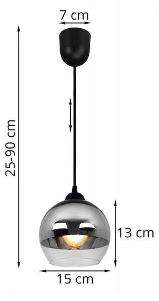 Závesné svietidlo Bergen, 1x chrómové/transparentné sklenené tienidlo (fi 15cm), lp