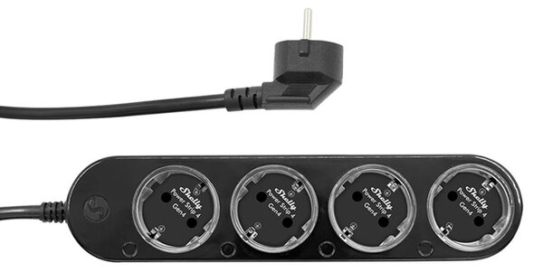 Inteligentný 12A Shelly výkonový pásik 4 Gen4 Zigbee/Matter, čierny