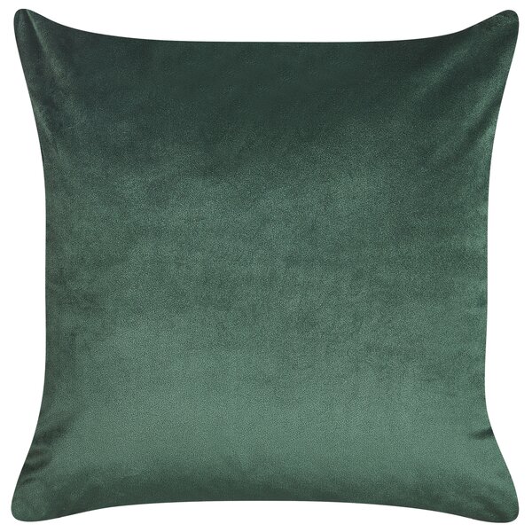Sada 2 dekoratívnych vankúšov zelená zamatová 45 x 45 cm zlatá potlač kvetov elegantný dizajn