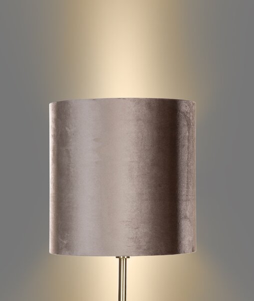 Stojacia lampa mosadzná so zamatovým tienidlom sivohnedá 50cm - Simplo