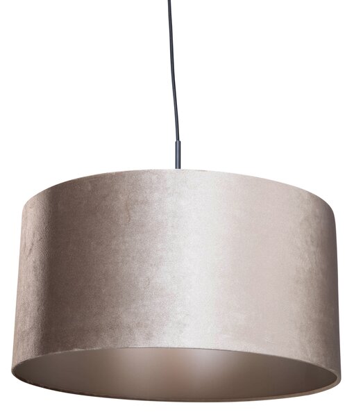 Závesná lampa čierna so zamatovým tienidlom taupe 50cm - Combi 1