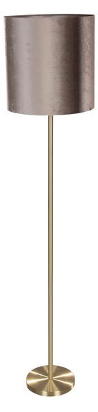 Stojacia lampa mosadzná so zamatovým tienidlom sivohnedá 50cm - Simplo
