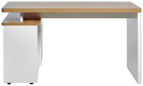 PÍSACÍ STÔL S ÚLOŽ.PRIESTOROM, biela, farba duba, 140/77/117,5 cm Venda - Kancelárske stoly