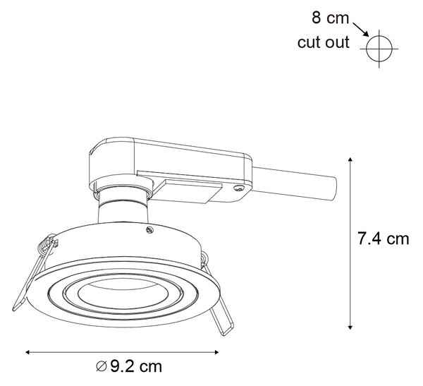 Moderné zapustené bodové svetlo tmavosivé GU10 50 mm okrúhle výkyvné - Rondoo