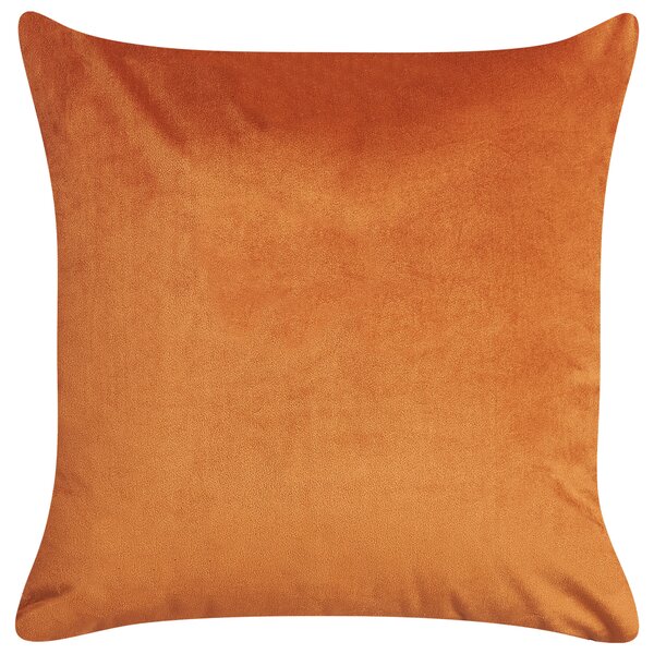 Súprava 2 dekoratívnych vankúšov oranžová zamatová 45 x 45 cm zlatá potlač s motívom očí boho glamour dizajn
