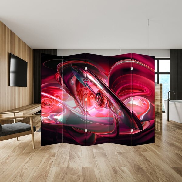Paraván - Červené fraktály (210x170 cm)