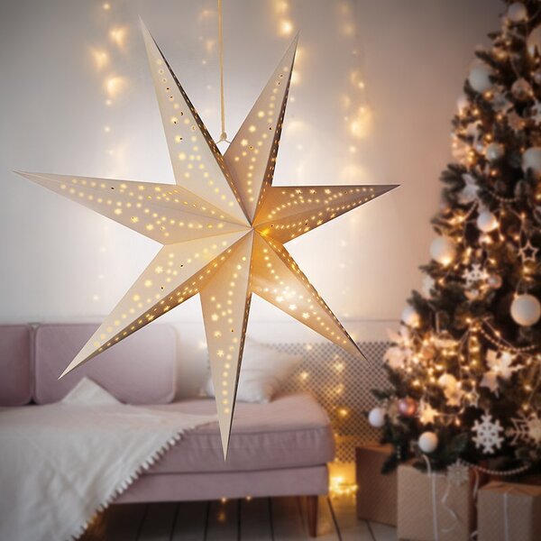 SOLIGHT LED vianočná hviezda, závesná, 60cm, 20x LED, časovač, 2x AA