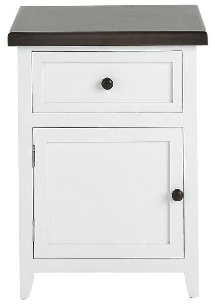 Nočný stolík biela a hnedá MDF 40 x 30 x 55 cm 1 zásuvka 1 skrinka tradičný retro štýl spálňa